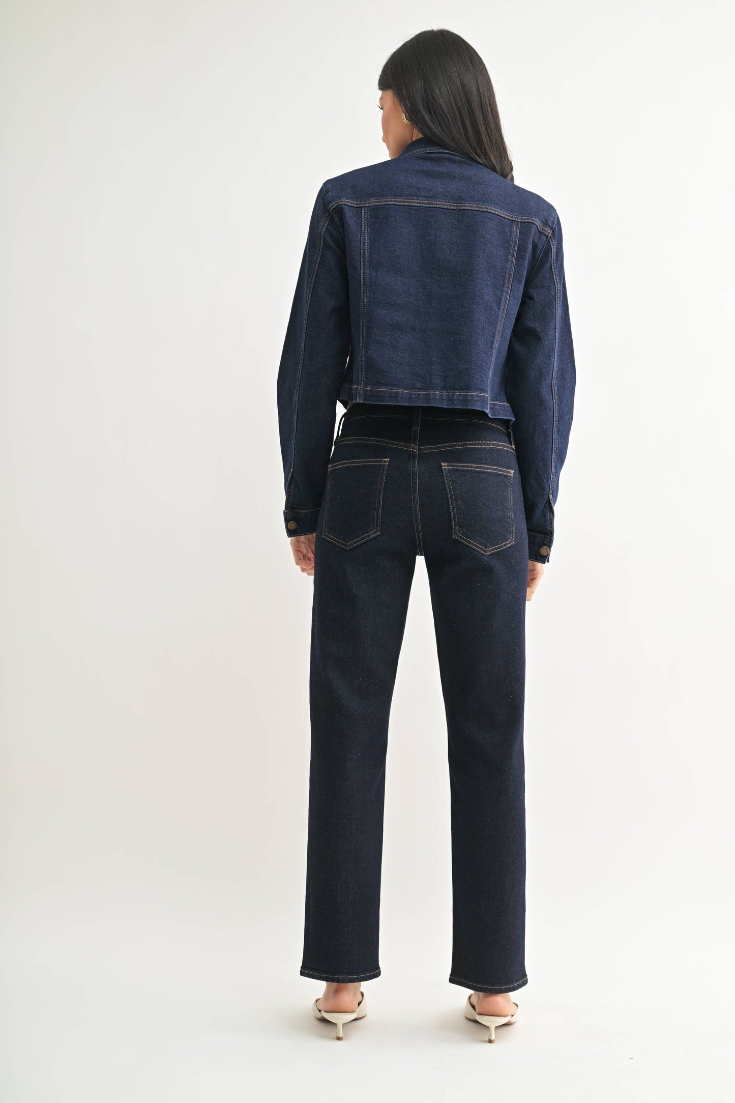 Clean Mid Rise Straight Dark Denim Jeans