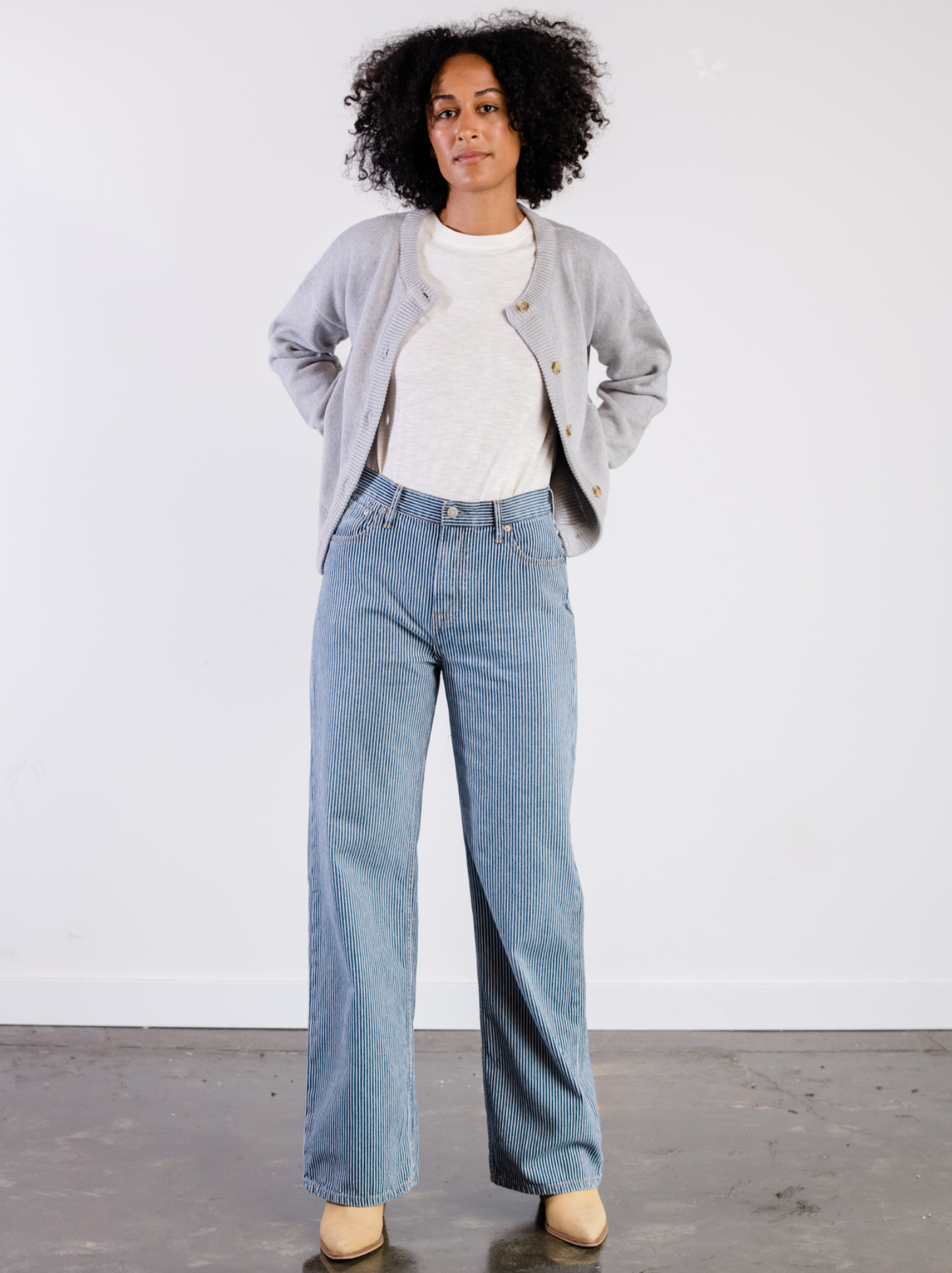 Elaine Wide Leg Jean | Railroad Stripe Wash
