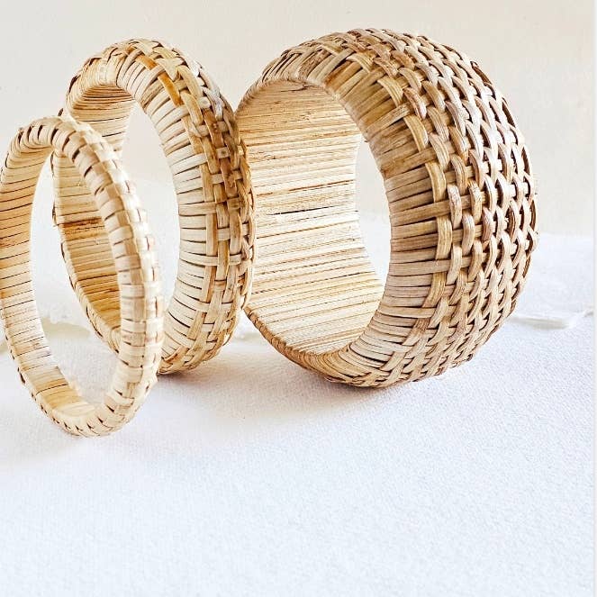 Rattan Cane Bangle Bracelet Set #BX42