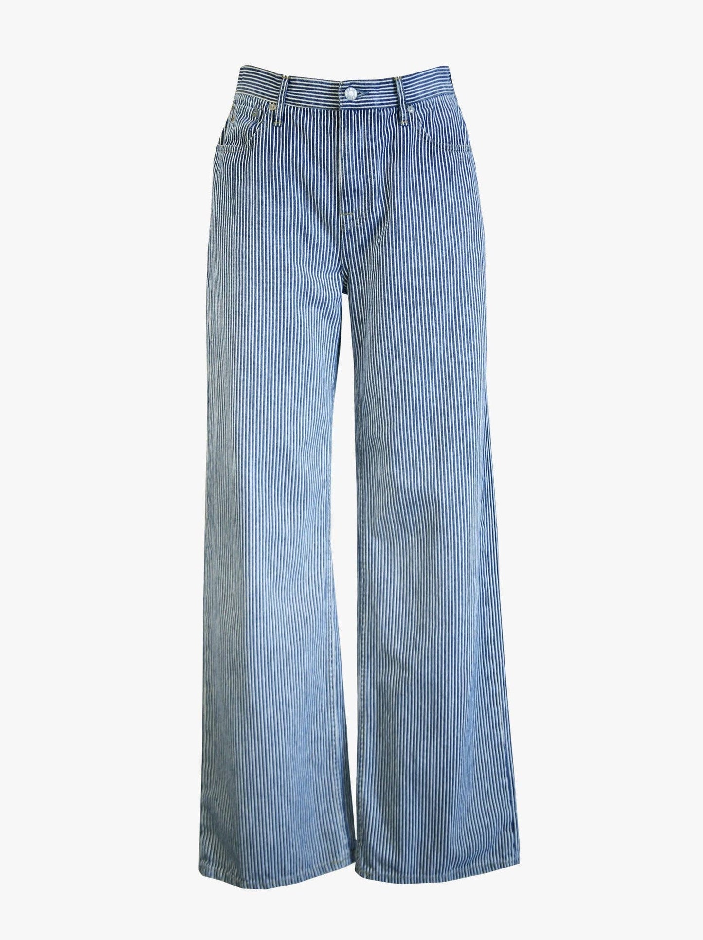 Elaine Wide Leg Jean | Railroad Stripe Wash