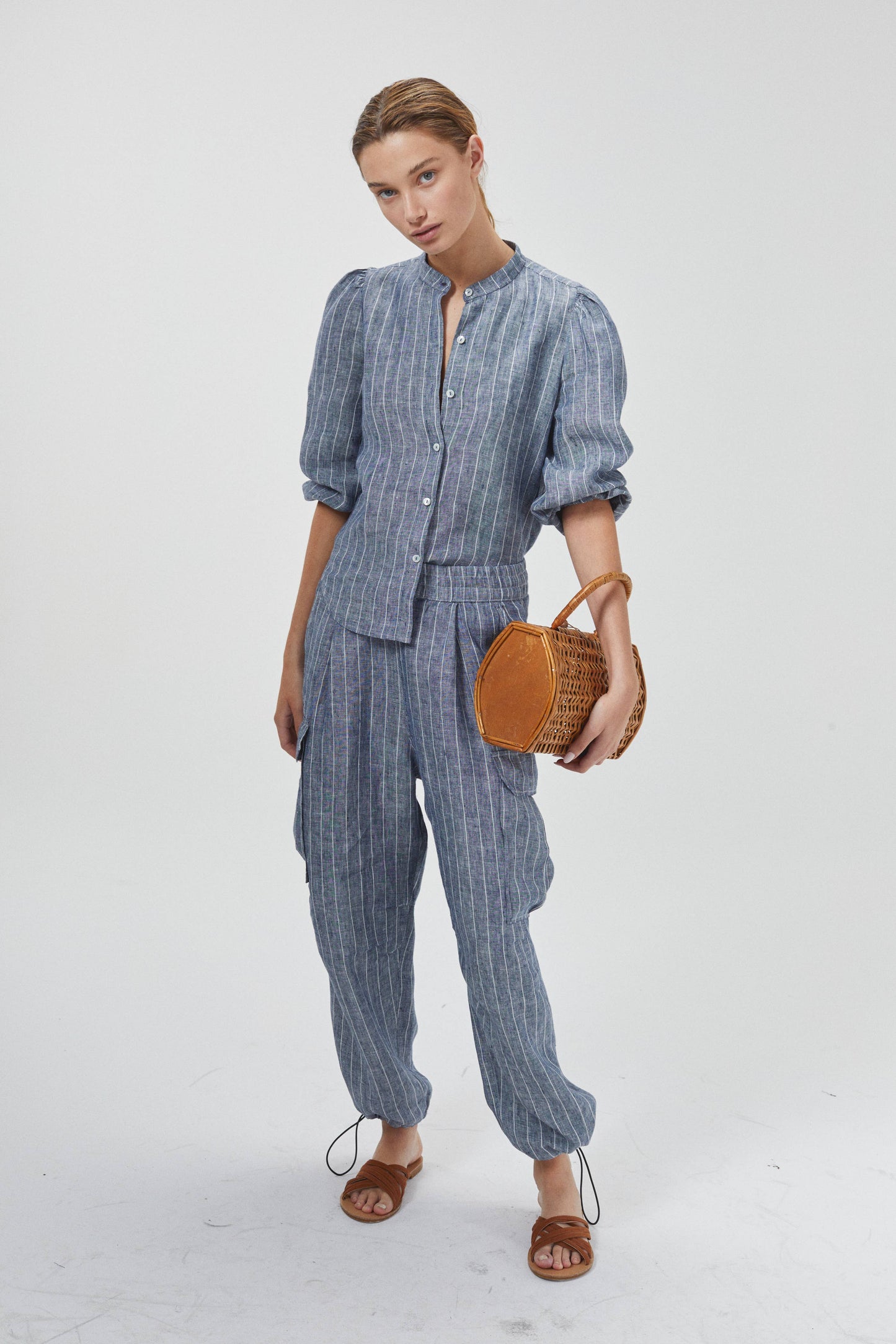 Meknes Linen Shirt - Navy Stripes