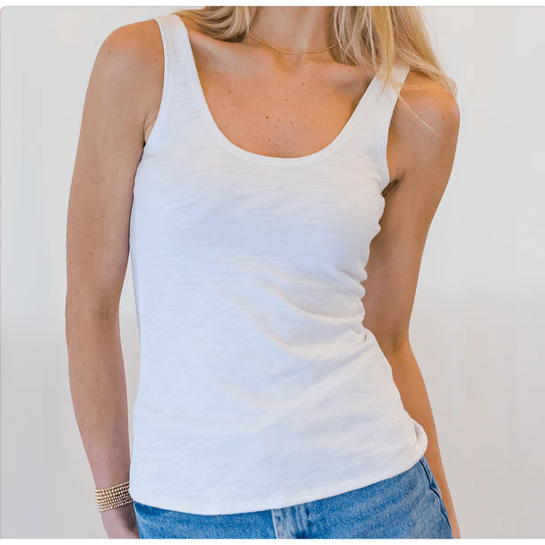Double Layer Pima Cotton Tank | White