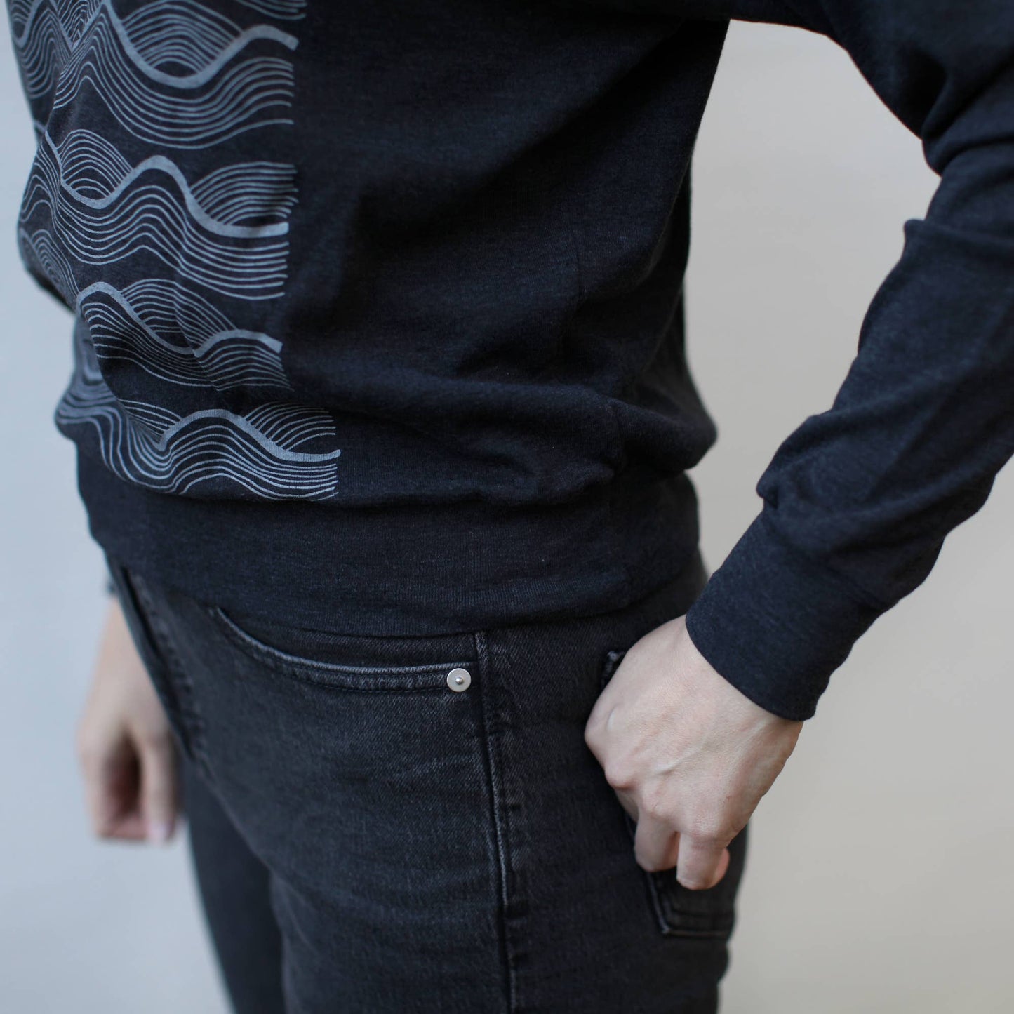 Full Fathoms Womens Loose Fit Raglan Slouchy Pullover Black