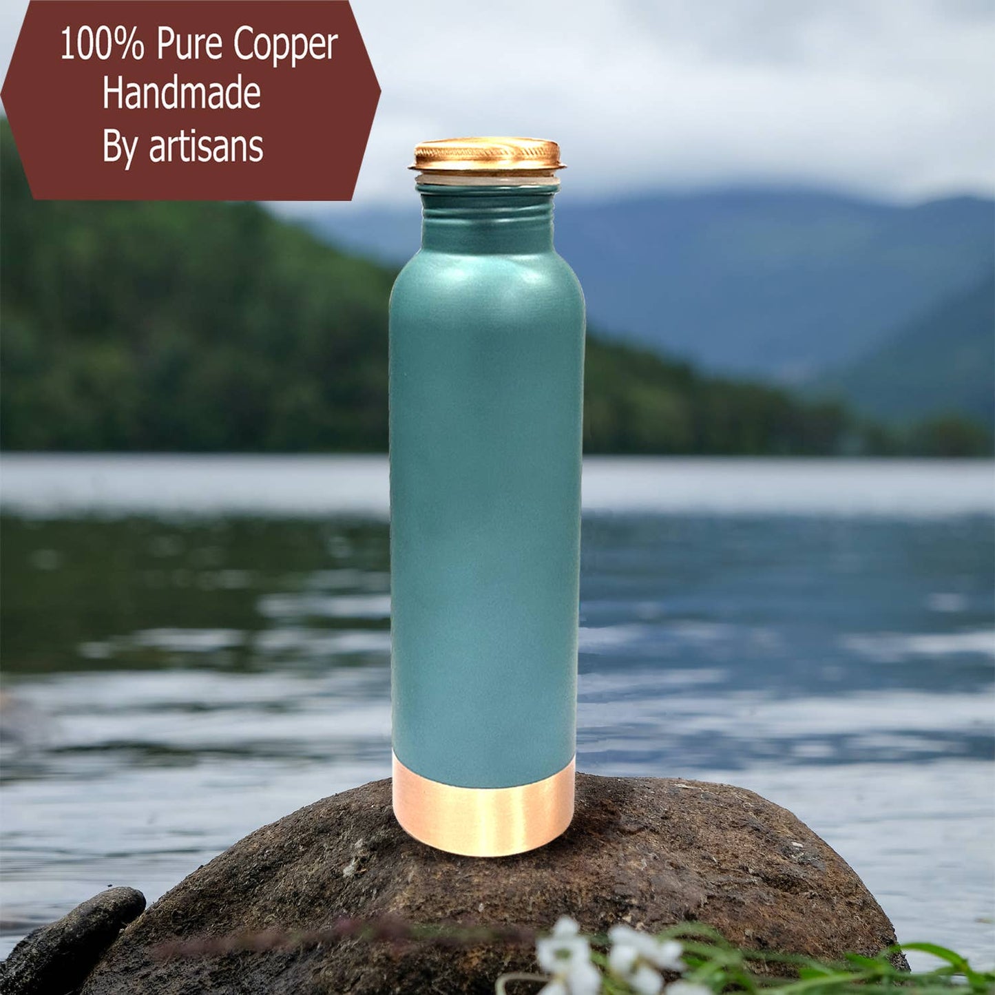 Copper Water Bottle 20.29 Oz (Pie Green)