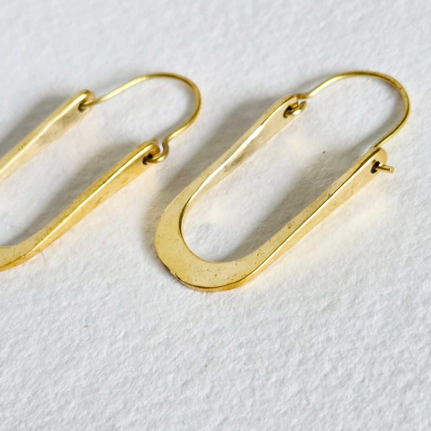Brass hoop unique handmade oval earrings