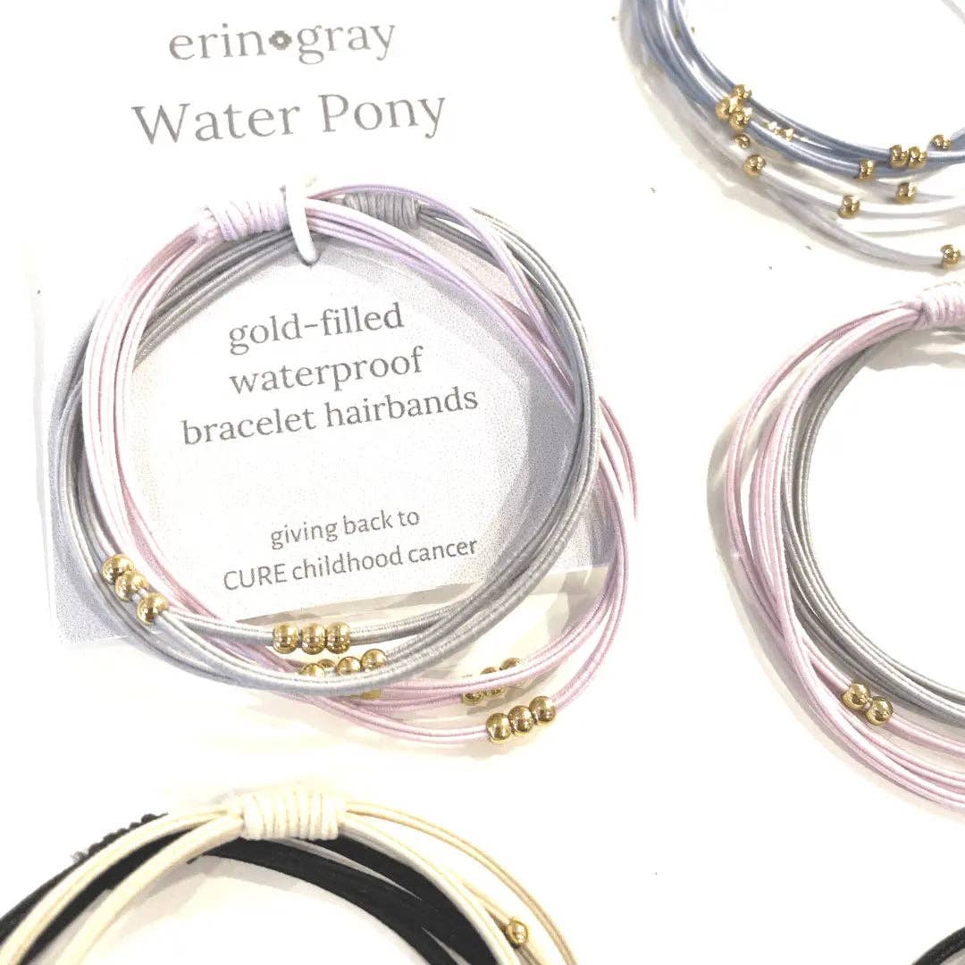 3mm Gold Water Pony Waterproof Bracelet Hair Bands in Gray and White(#1)
