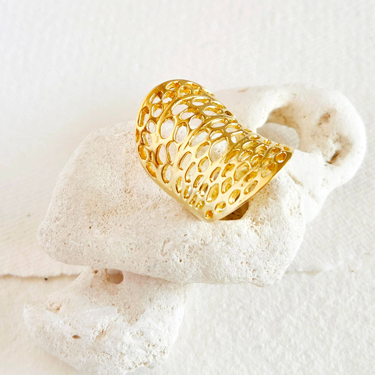 Solid brass open freeform design Morel ring