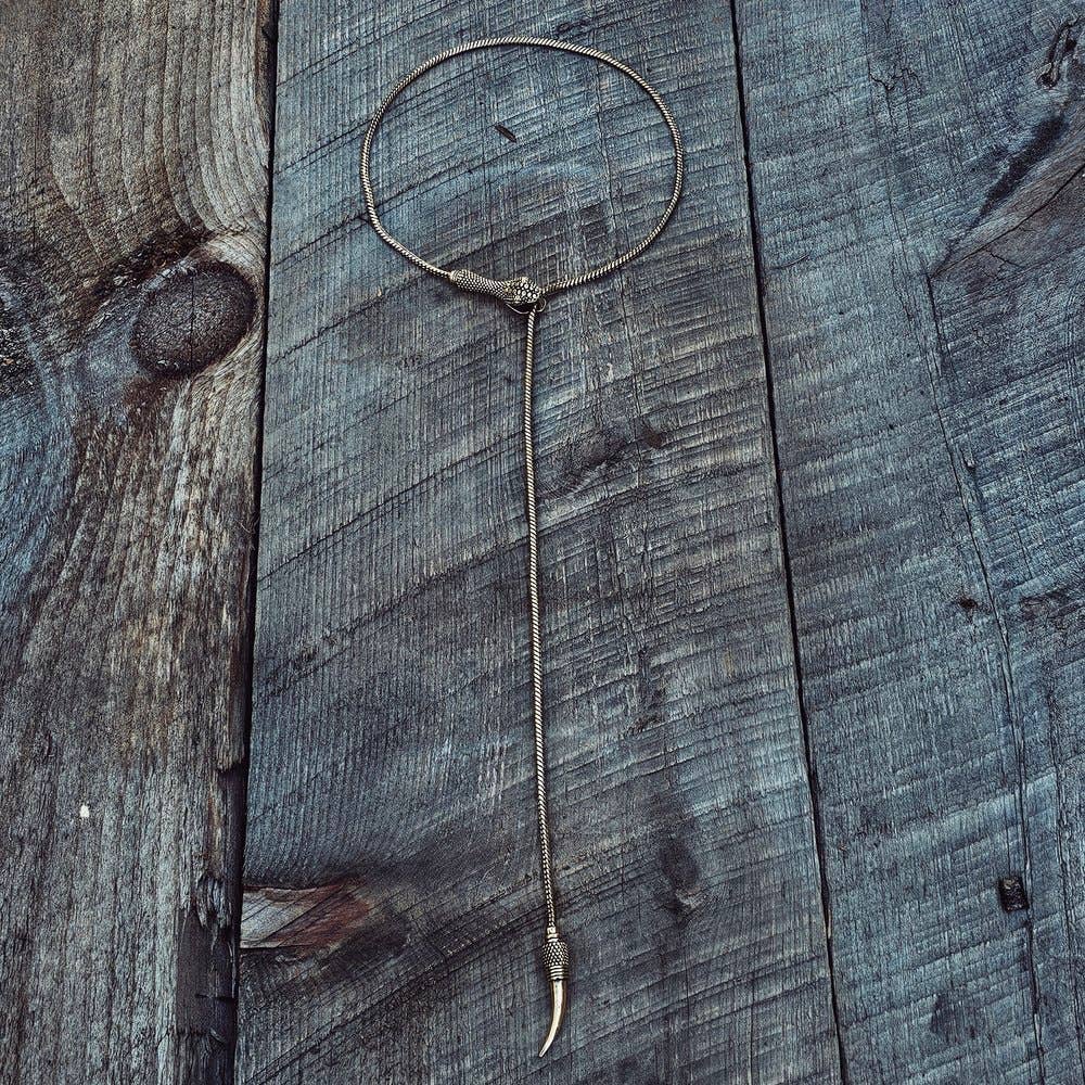 Brass Snake Chain Serpent Lariat Necklace #BX24