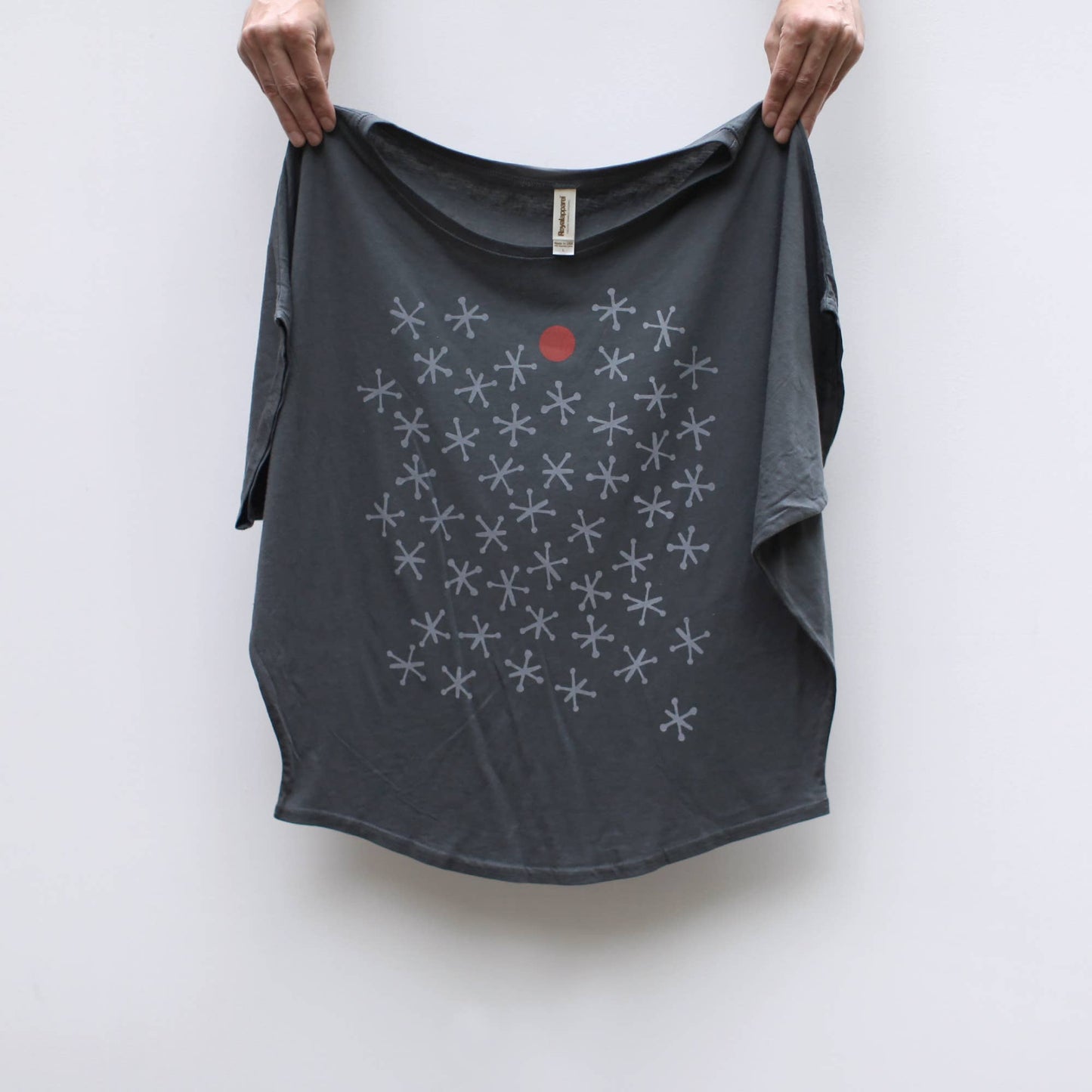 Jacks Game Mid Century Print Dolman Sleeve Top Gray