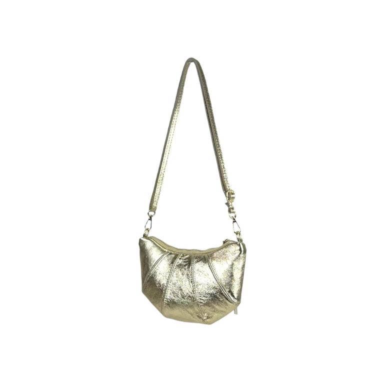 Leather Half Moon Shiny Shoulder Bag