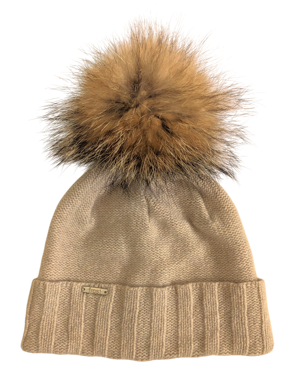 50% Cashmere 50% Merino Wool Hat with Detachable Fur Pompom