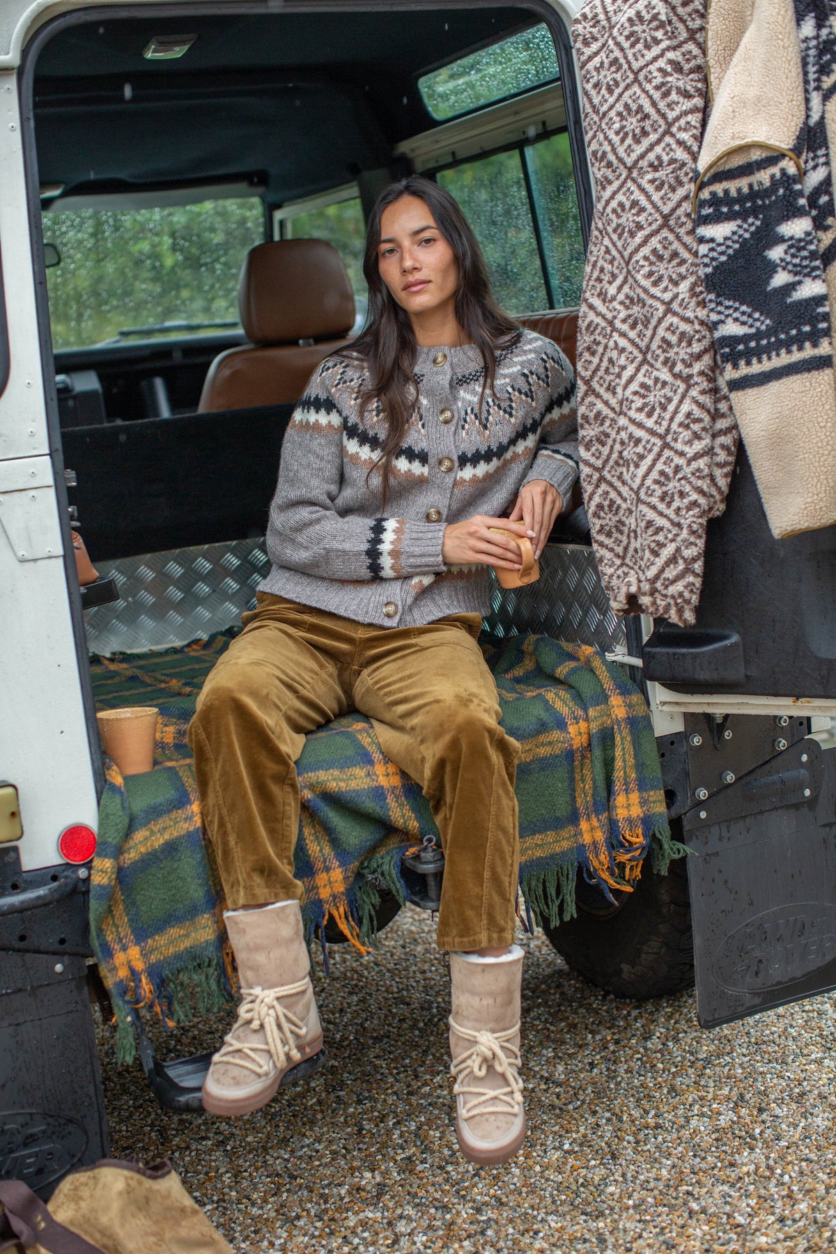 Marea New England Fair Isle Cardigan - Mushroom Heather