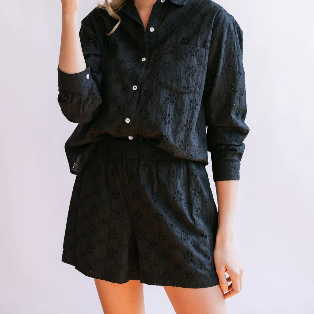 Black Eyelet Bermuda Short