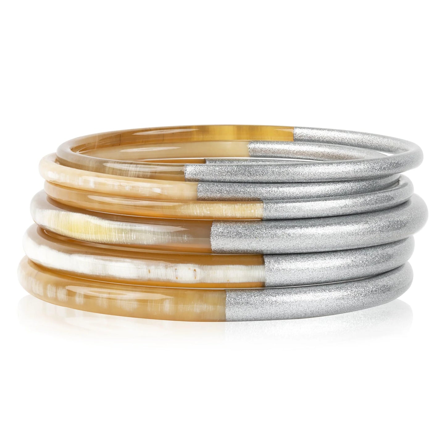 Metallic Silver Mix Bangle Set