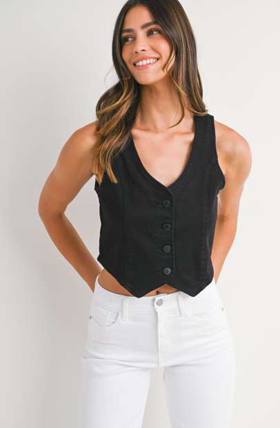 Classic Denim Vest | Black