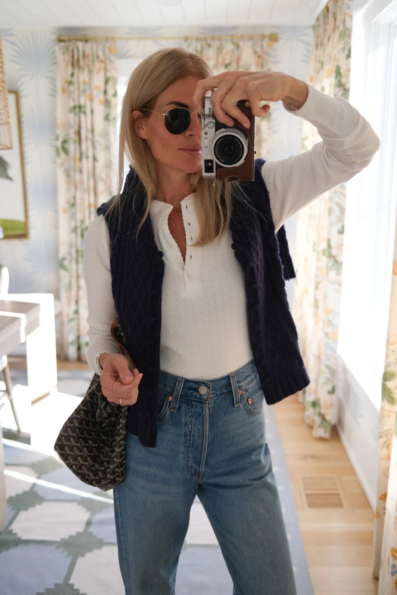 Marea Long Sleeve Pointelle Henley | White