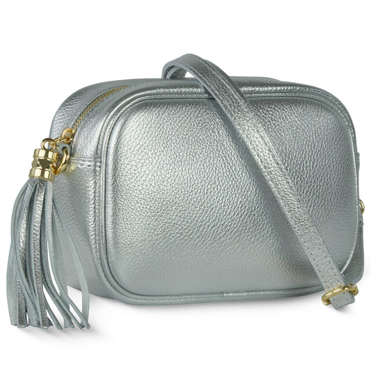 Italian Genuine Metallic Calf Leather Crossbody Bag 231302