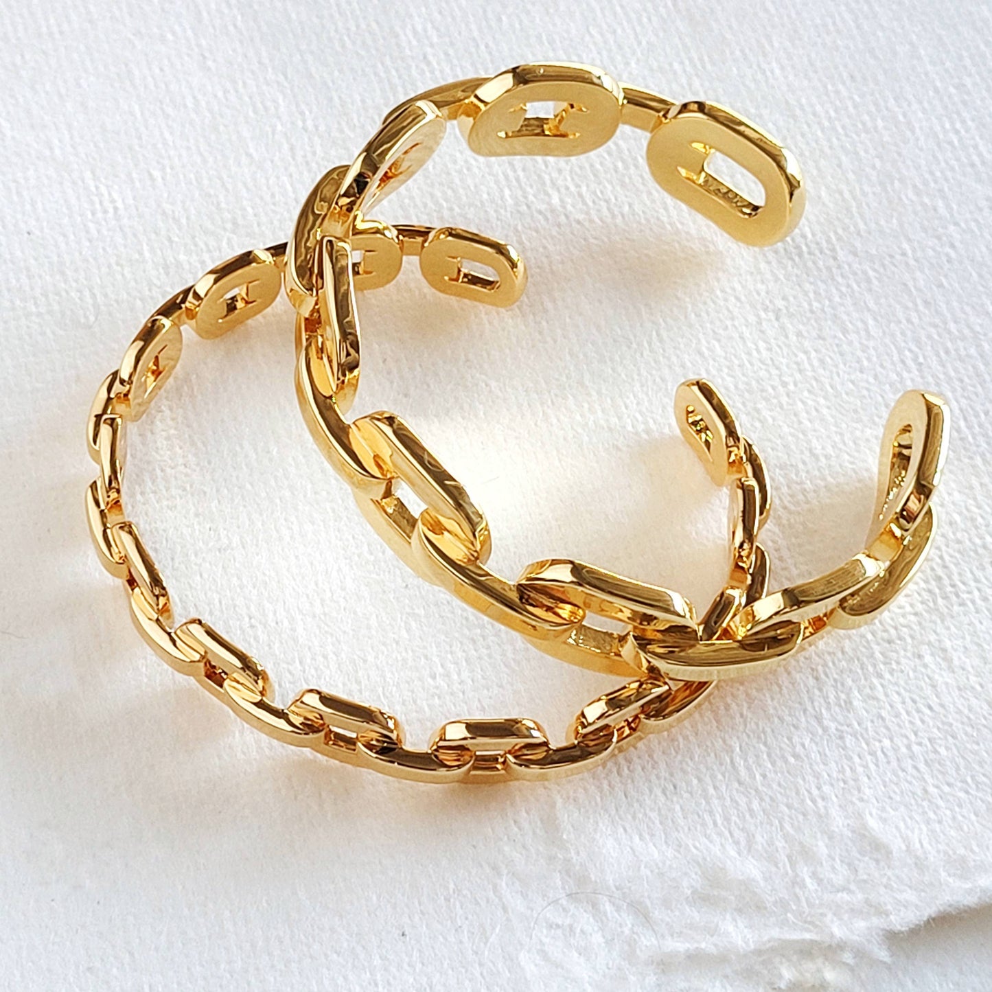 Gold plated 18k links cuff bangle bracelet #BX04