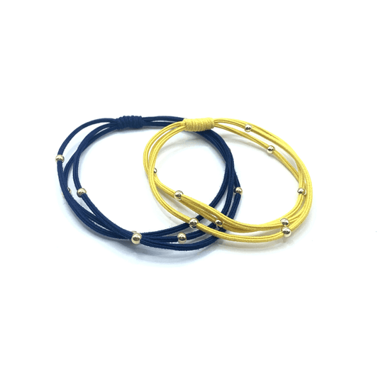 #WP-F - 3mm Gold Water Pony Waterproof Bracelet Hair Bands in Gold and Navy