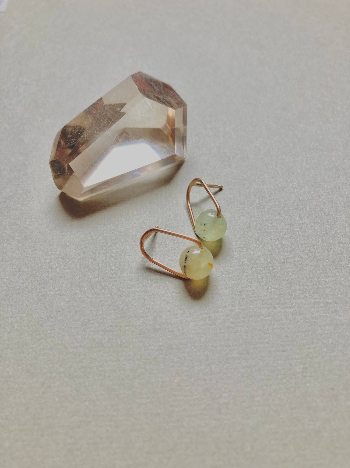 Cove Stud - Minimal Gemstone Arc Frame Stud in Cool Tones