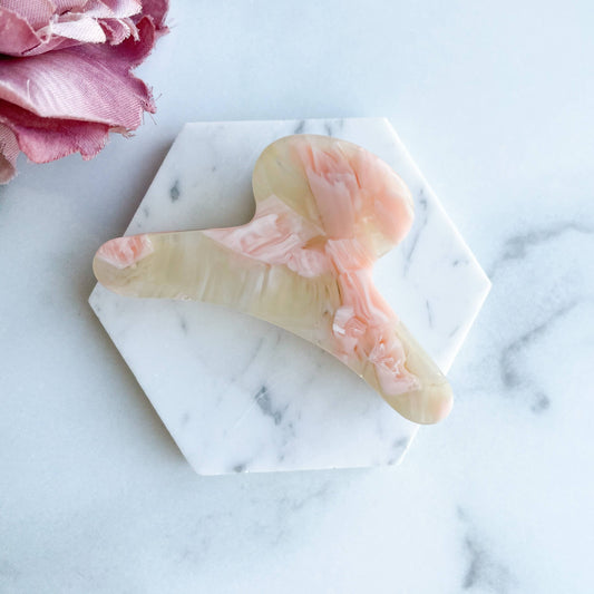 French Claw in Creamsicle | Peach Pink Ivory Acetate Claw
