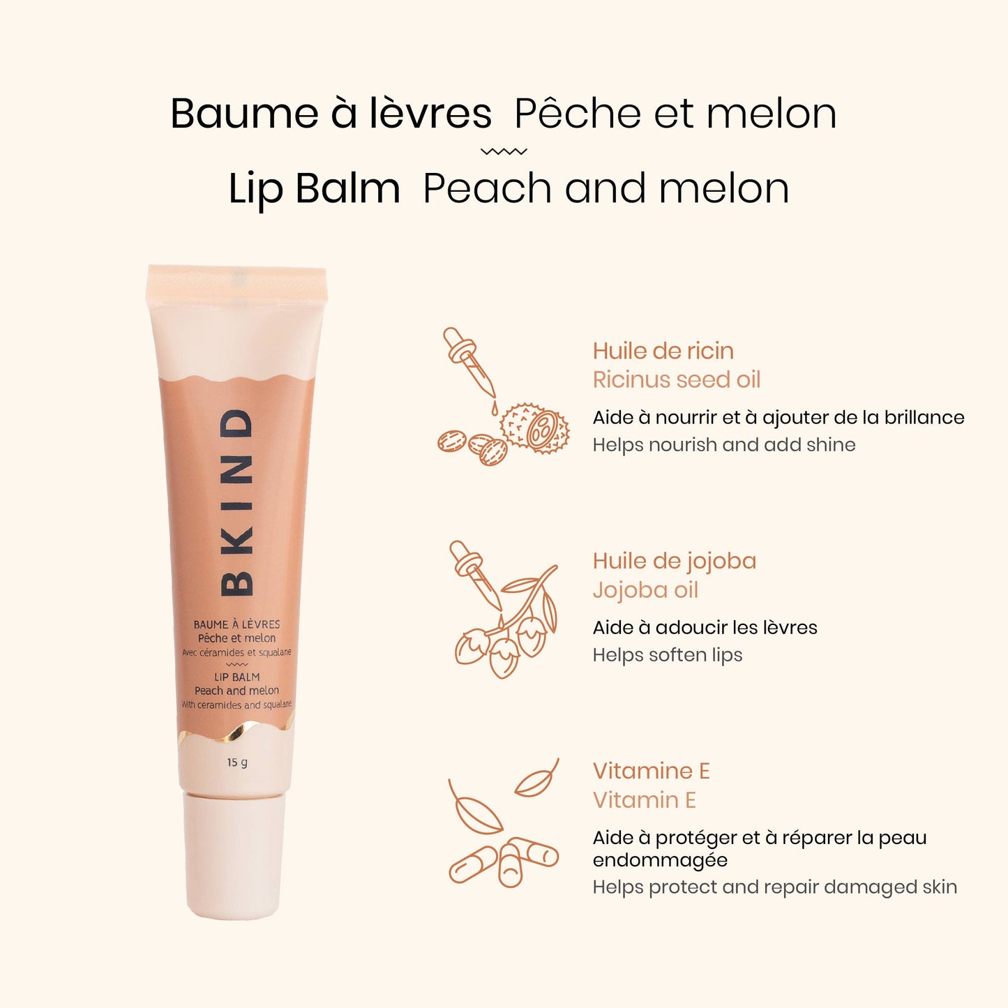 Nourishing ceramide lip balm - Peach and melon