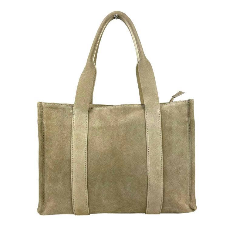 Suede Leather Shopper Bag