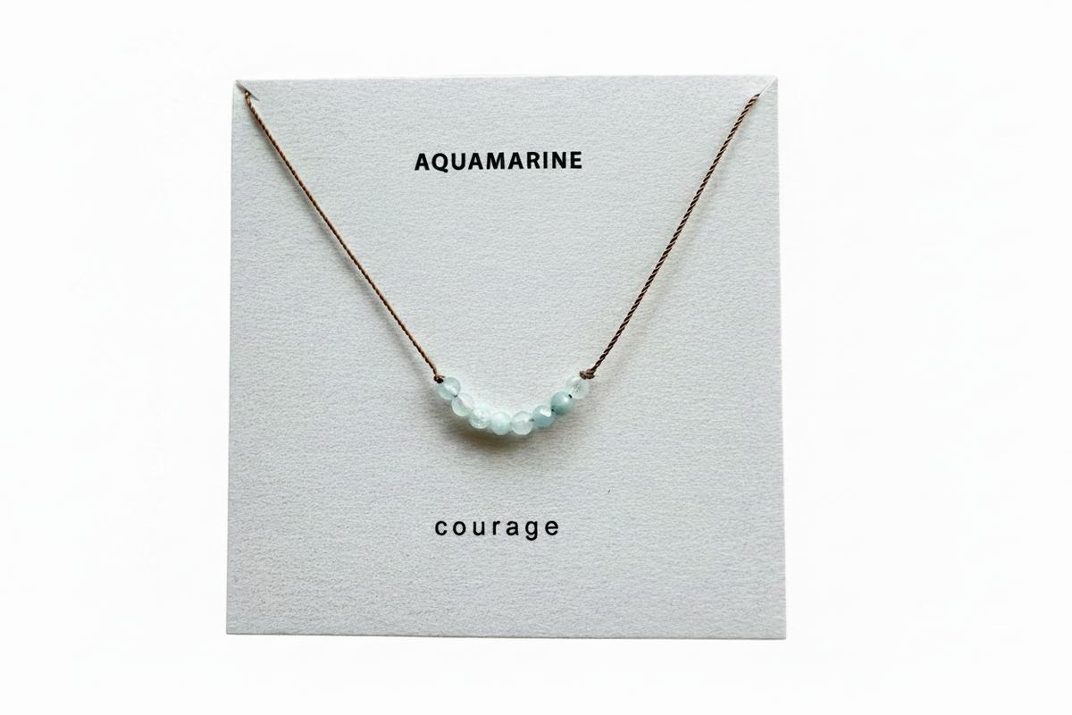 Aquamarine Courage Necklace, March Birthstone Necklace