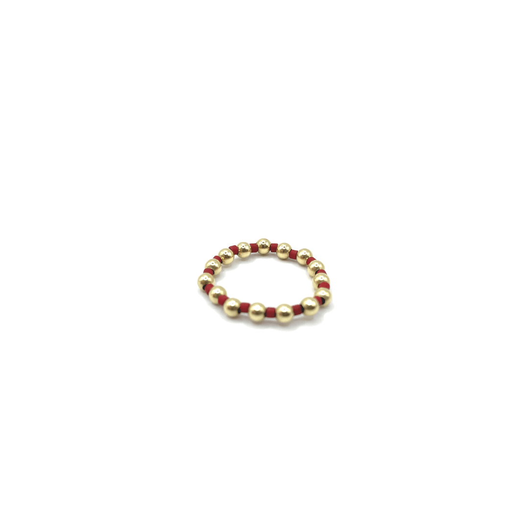 3mm Waterproof Stretch Ring Color Crush Newport RED & Gold Filled