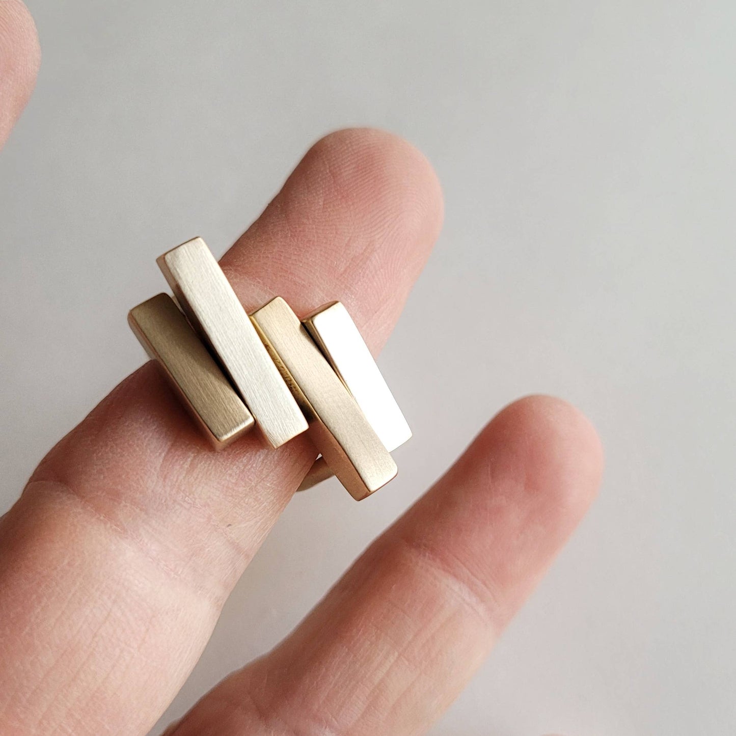 Modern brass rod ring handcrafted adjustable