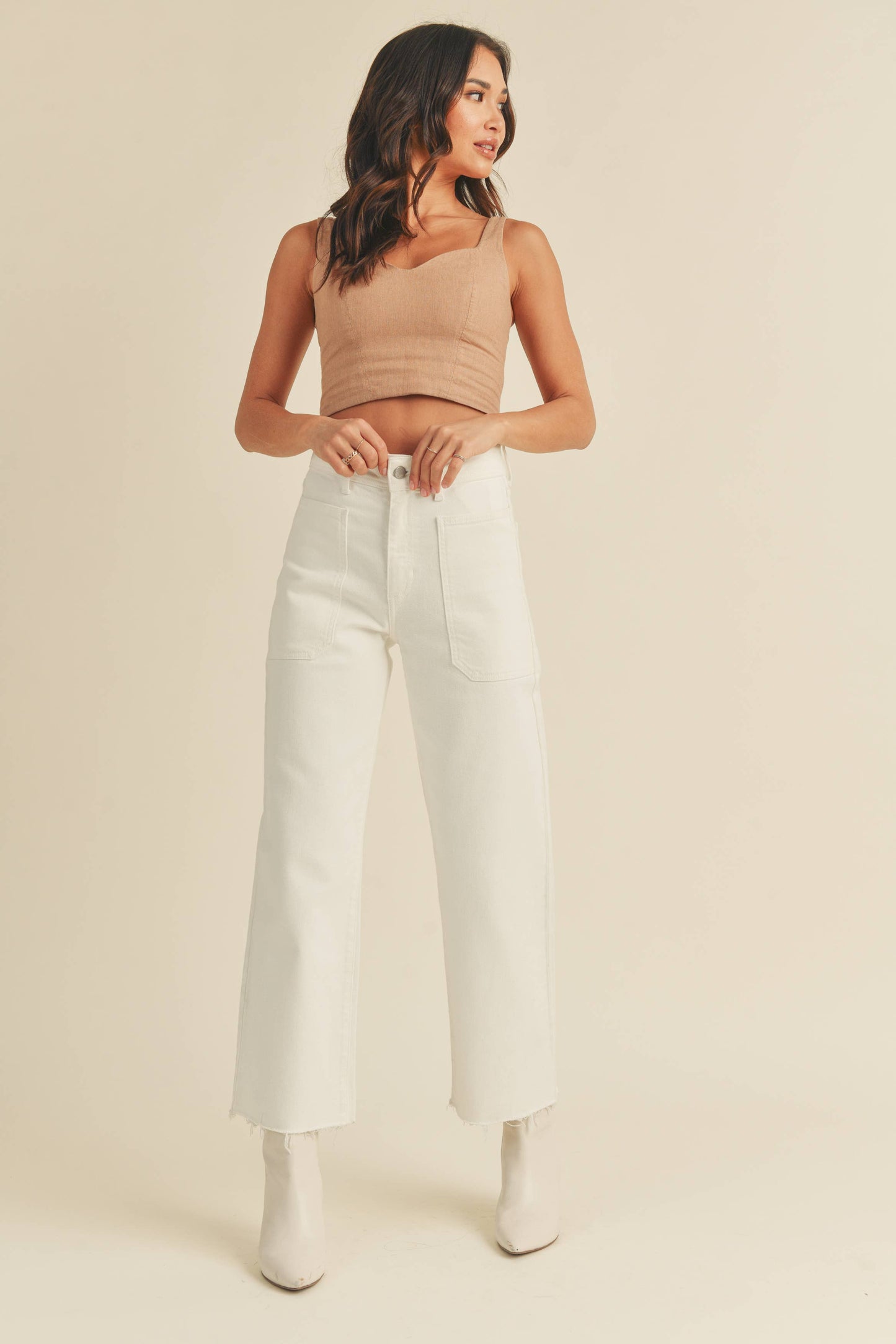 BP353J - OFF WHITE - High Rise Utility Wide Leg