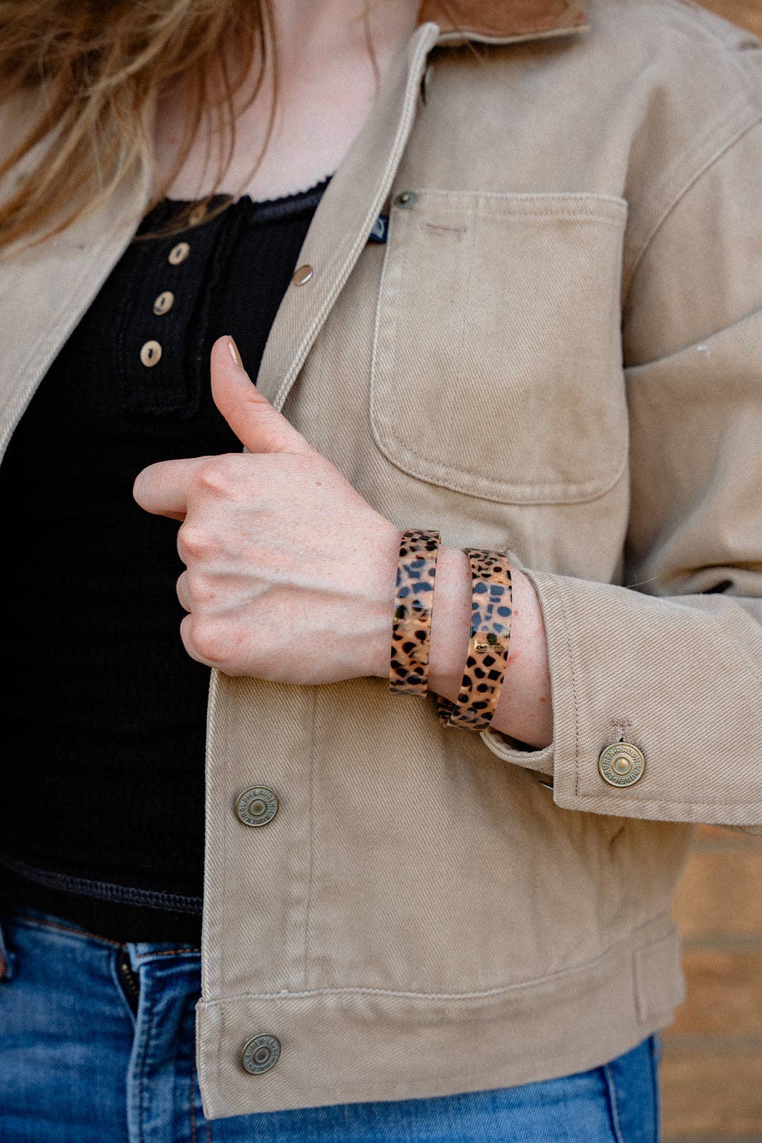Brynn Bracelet - Cheetah - Standard // Acrylic Cuff Bangle