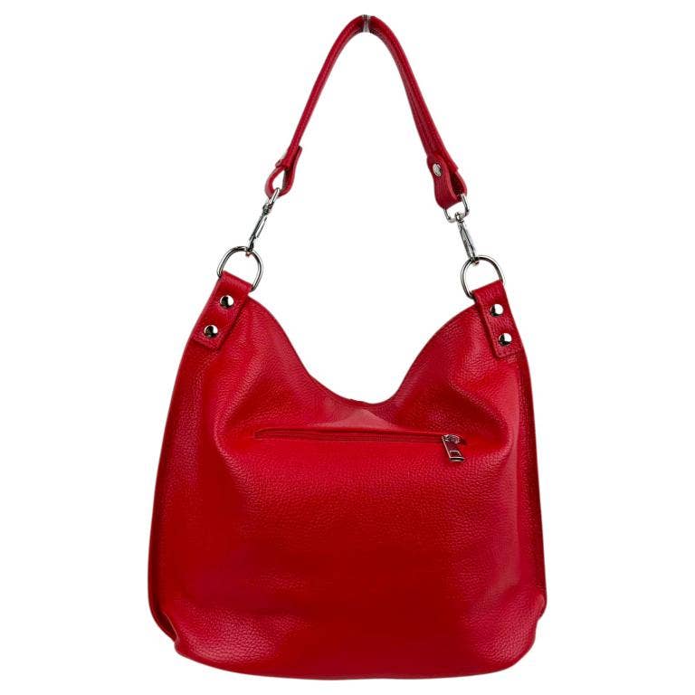 Italian Leather Hobo Bag with Front Pocket B2B 57407