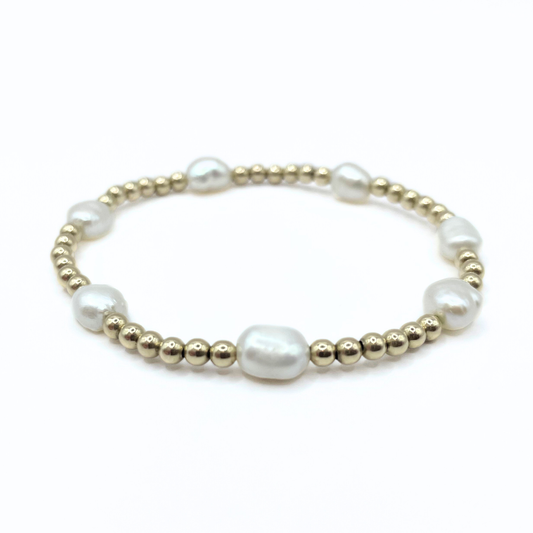 #HH - Baroque Patterned Pearl Bracelet in 14k Gold-Filled-BQPAT-7