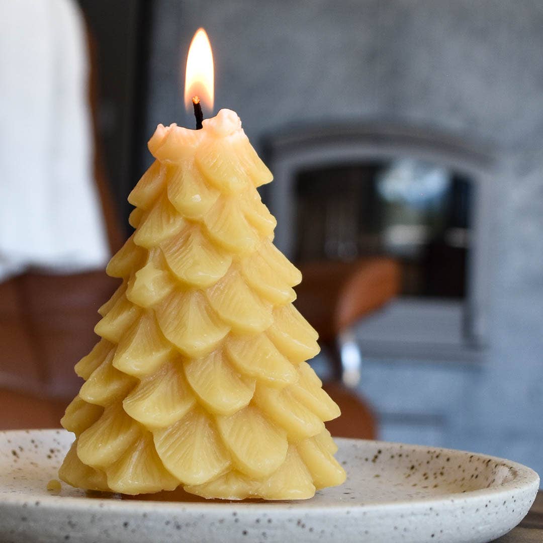 Beeswax Yule Tree Candle - Pearl