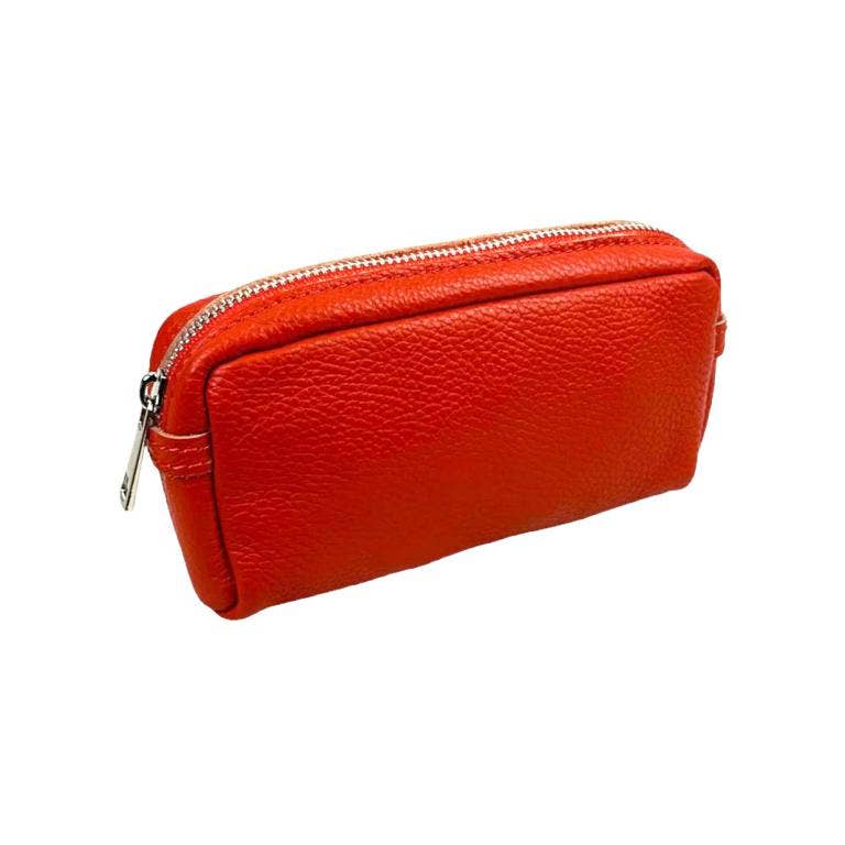 Women's High Quality Zippered Leather Toiletry Bag on Sale