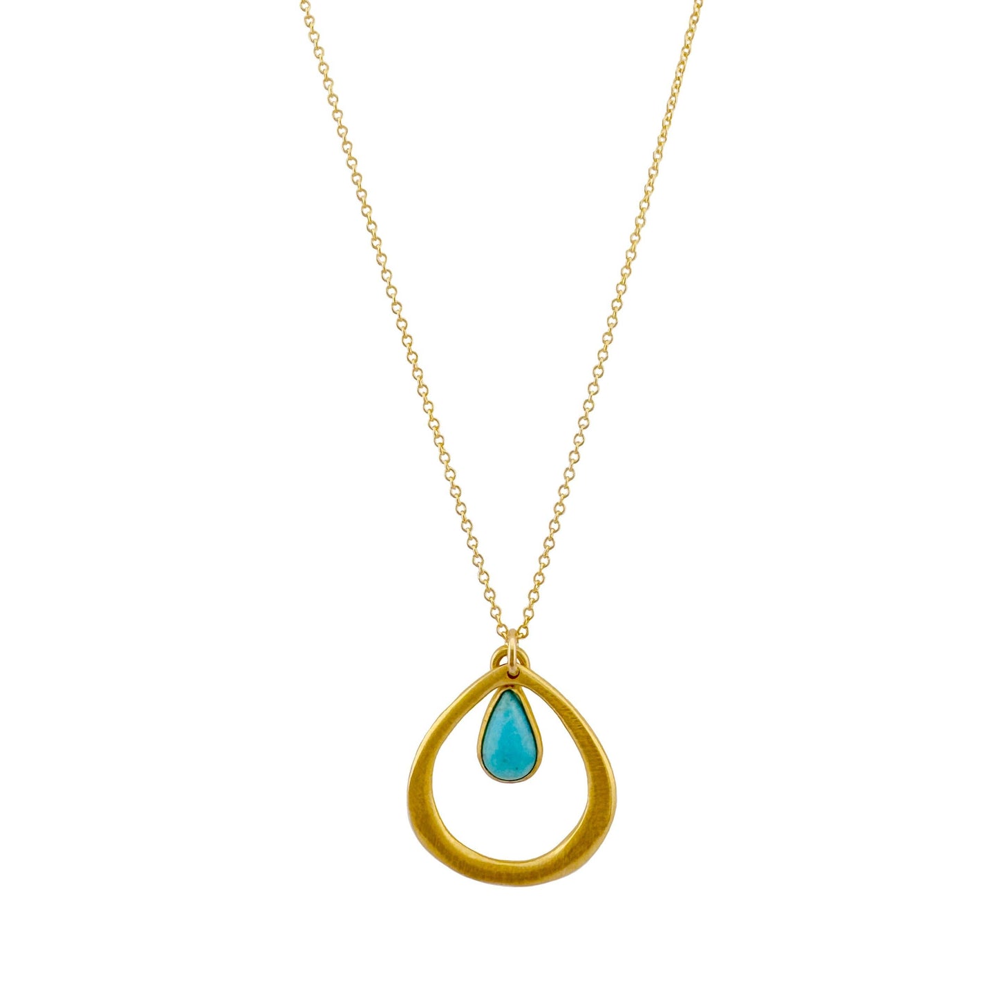 Open Drop w. Turquoise Necklace in Silver or Vermeil