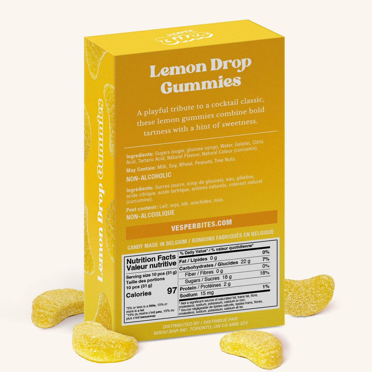 Lemon Drop Gummies, Chewy Candies, All natural