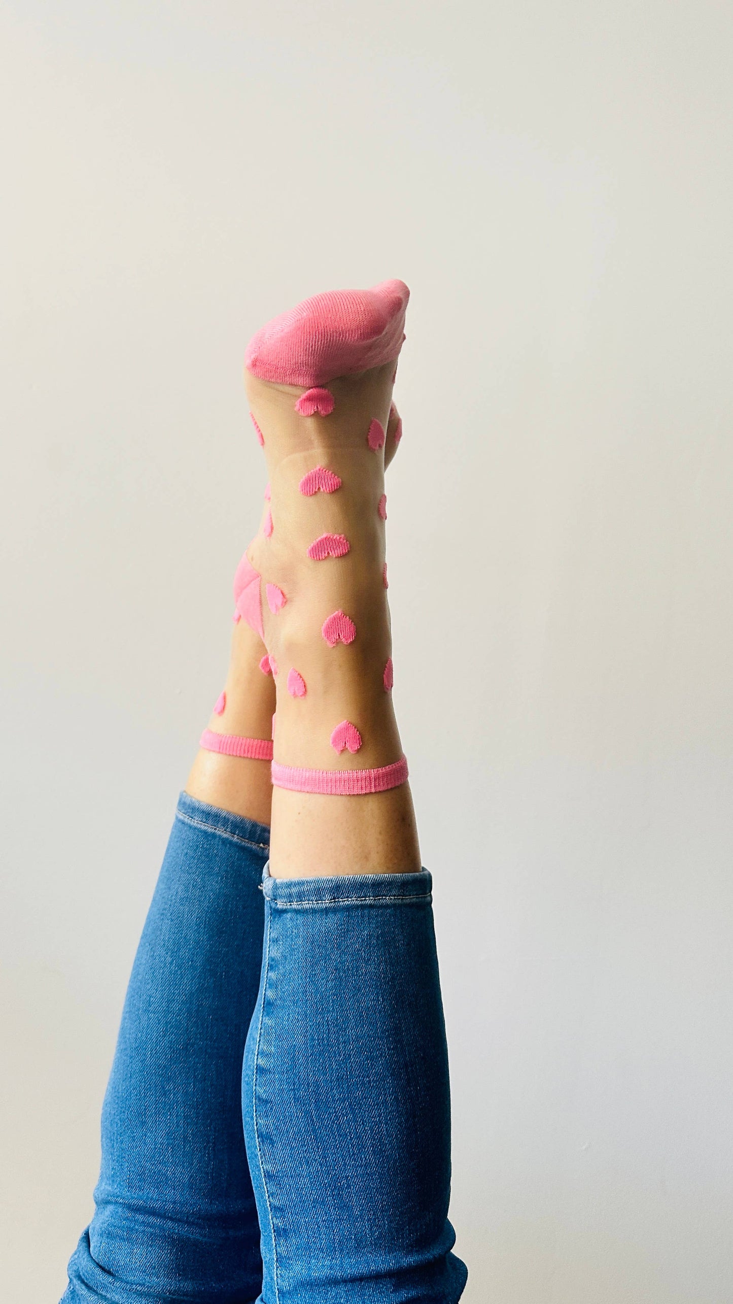 Laure socks with coral pink hearts - socks