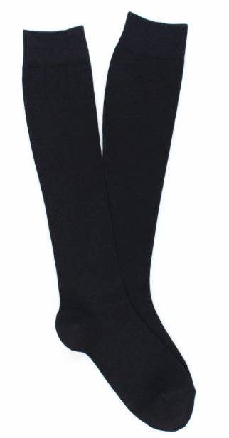 KLUE Cotton Knee High plain socks | BLACK