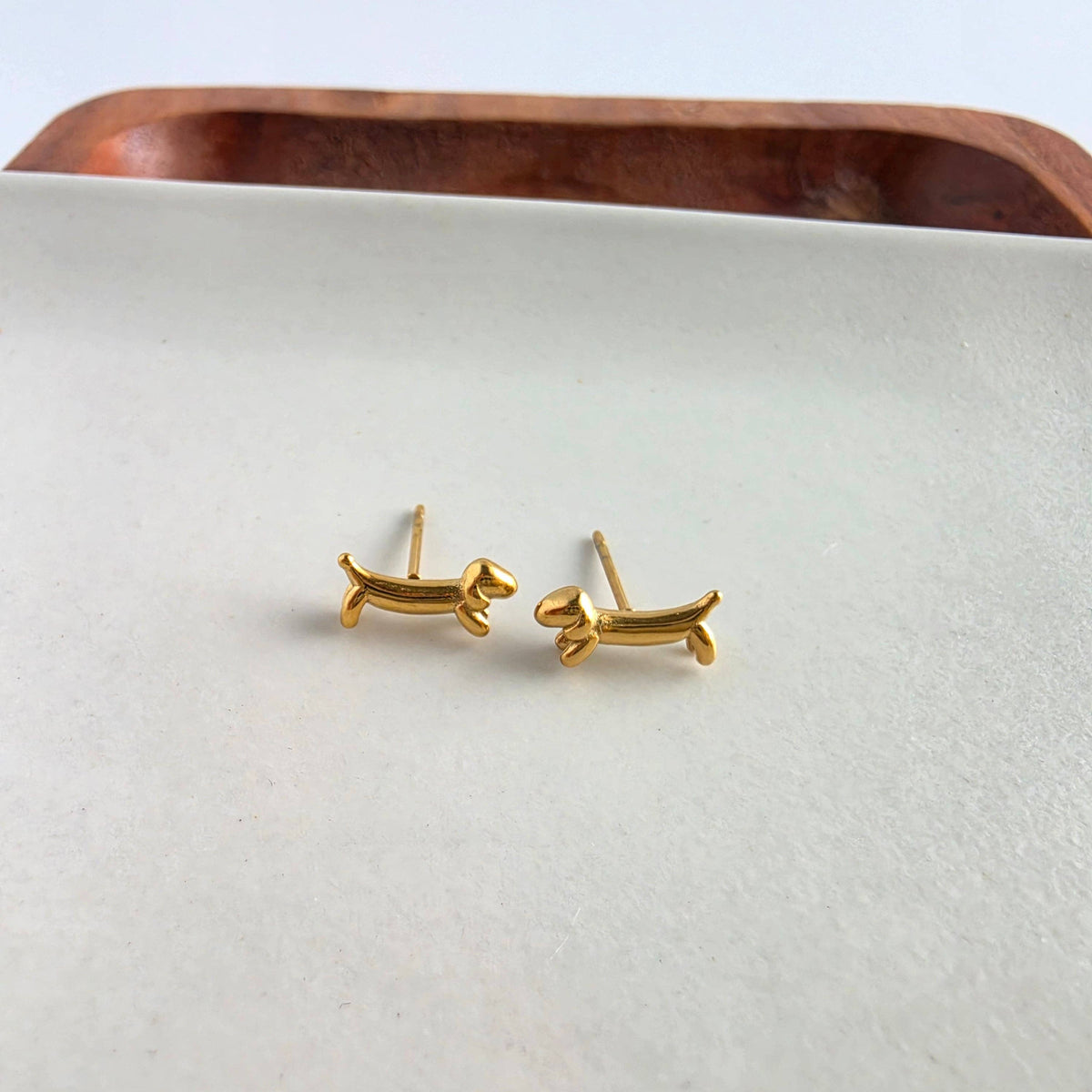 Luxe Dainty Dachshund Studs - Gold // Earrings, Jewelry, Dog