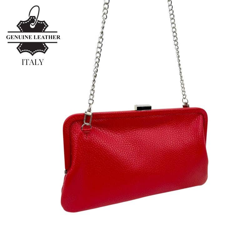 Italian Leather Clutch Bag with Chain Handle. Promo 58052