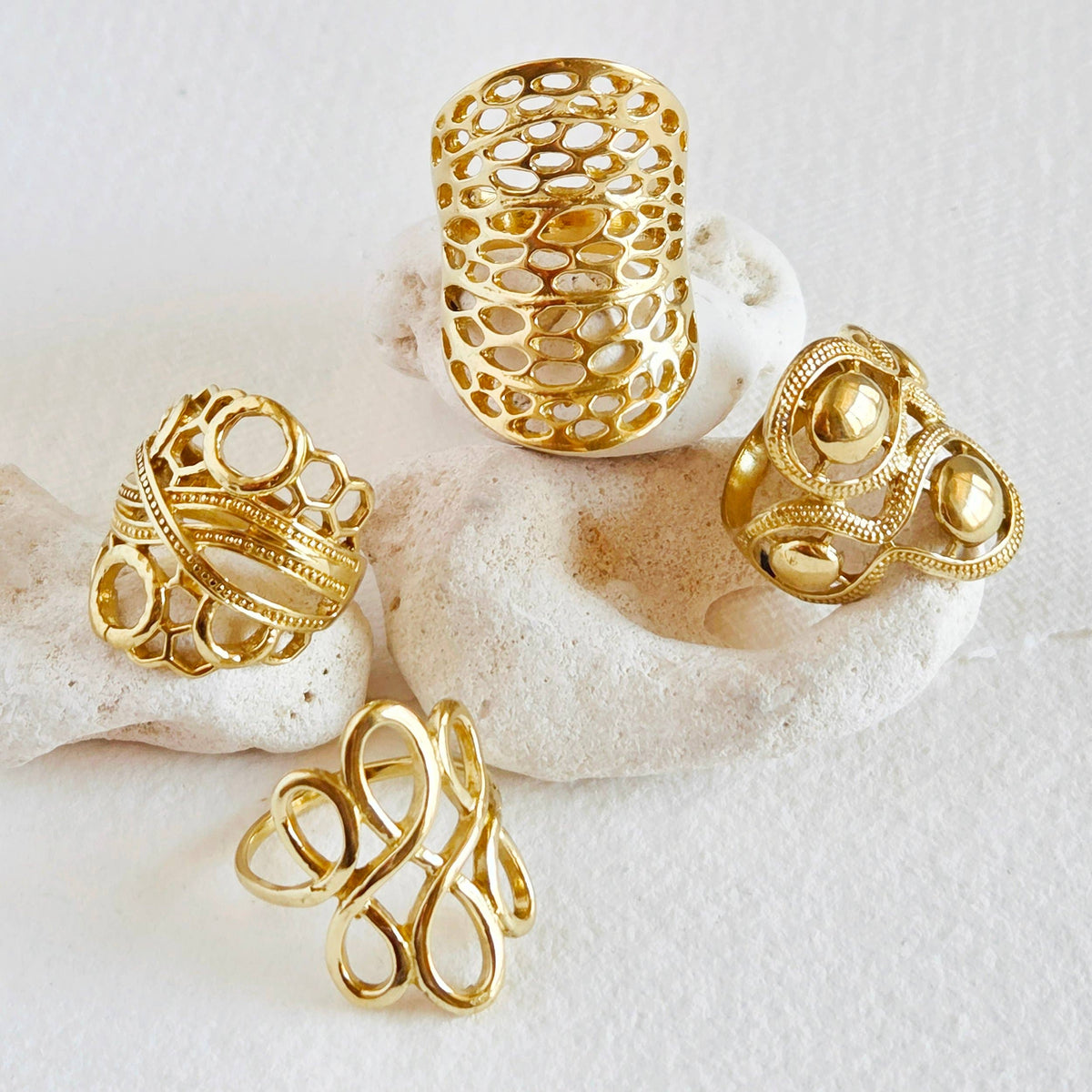 Solid brass open freeform design Morel ring