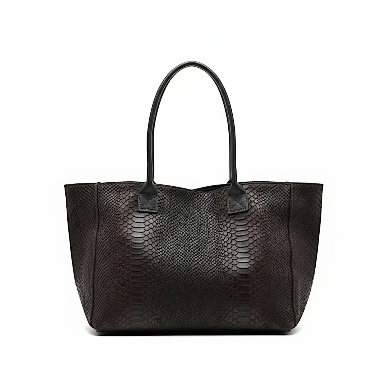 LOLA – Italian Python-Embossed Leather Bag – Chocolate