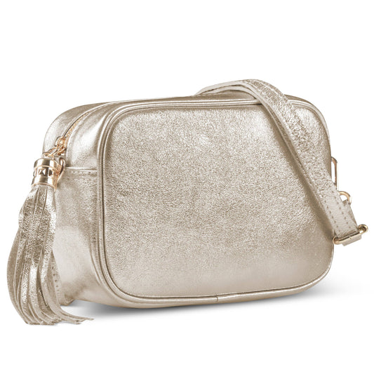 Italian Genuine Metallic Suede Crossbody Bag 231302
