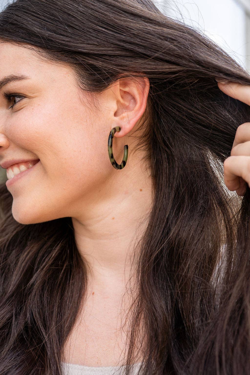 Camy Hoops - Olive Tortoise // Jewelry, Earrings, Fall