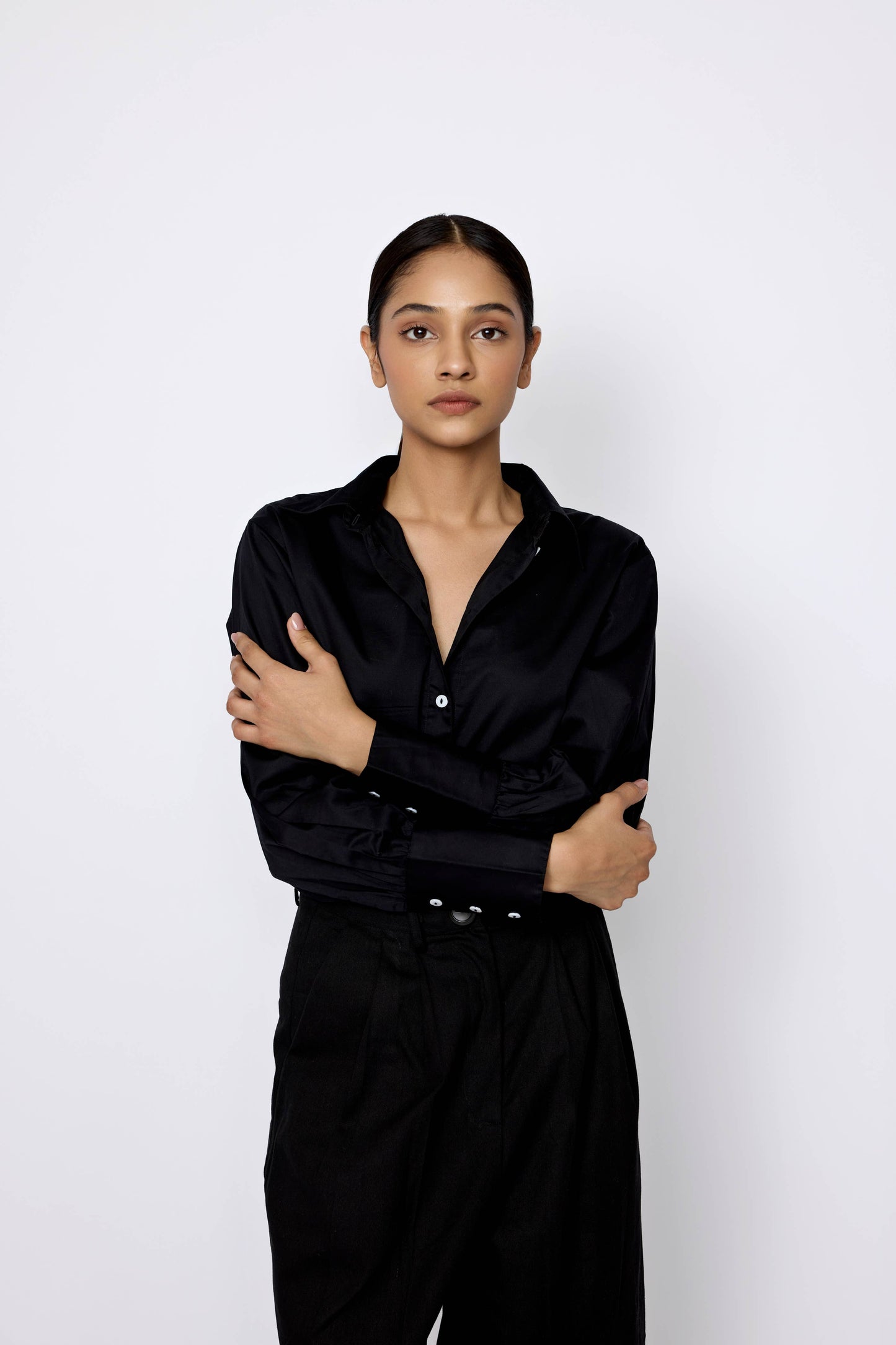 Museo Down Shirt | Black Poplin