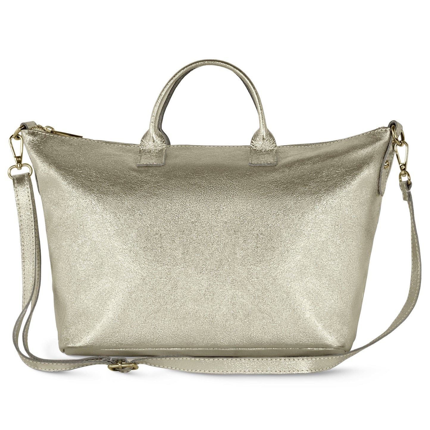 Italian Genuine Metallic Suede Top-Handle Bag 112334