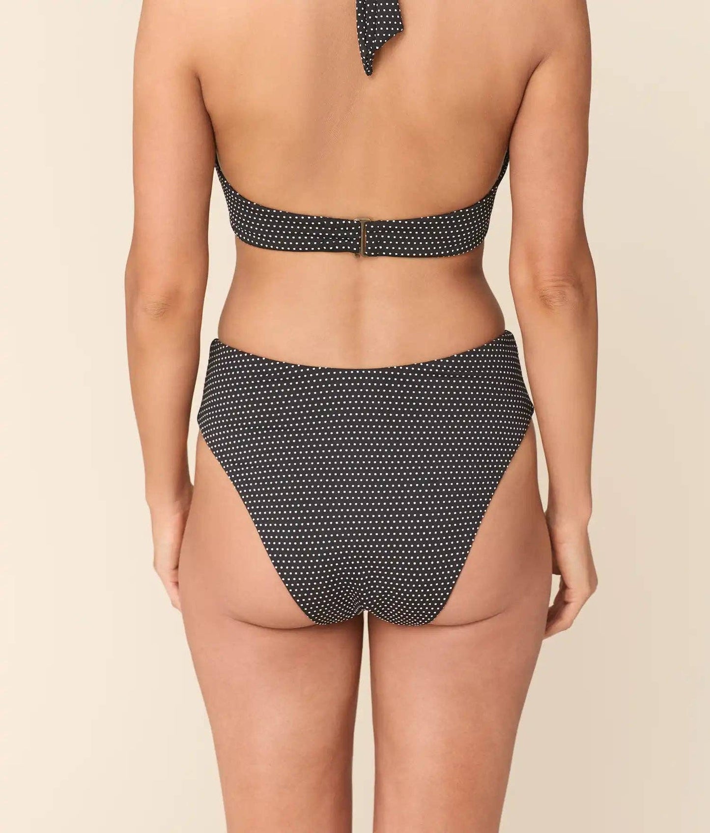 The 90s High Waist Bikini Bottom - Polka Dot - Black Dot