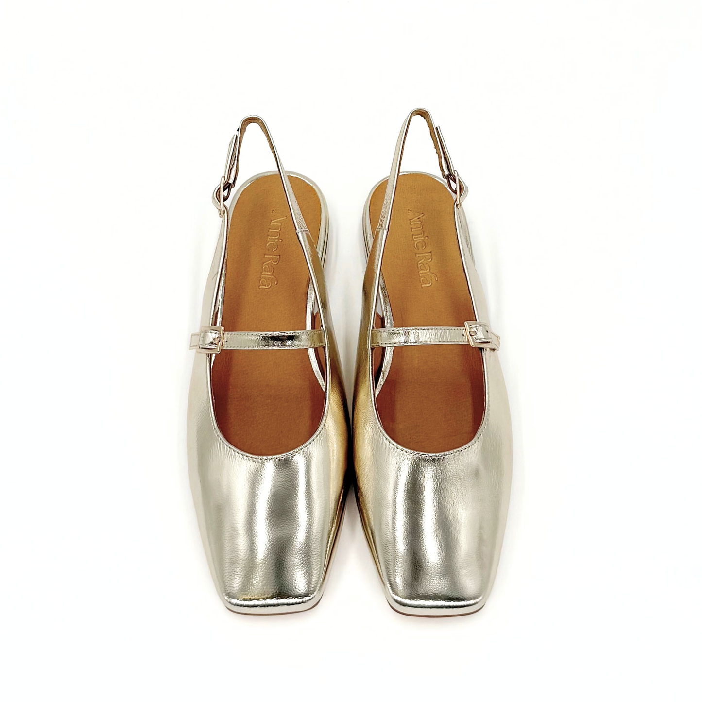 Gold | Athena Slingback Square Toe Flats